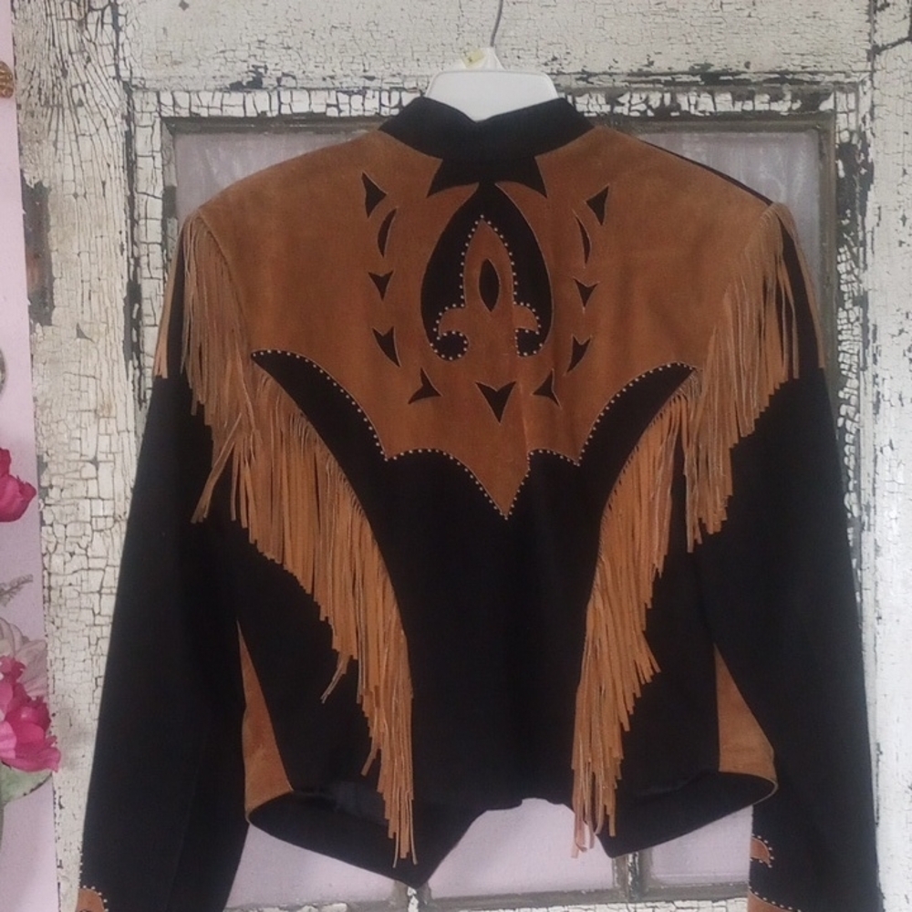 Elegant Women's Leather Jacket - Black and Brown - Picture 3 of 11